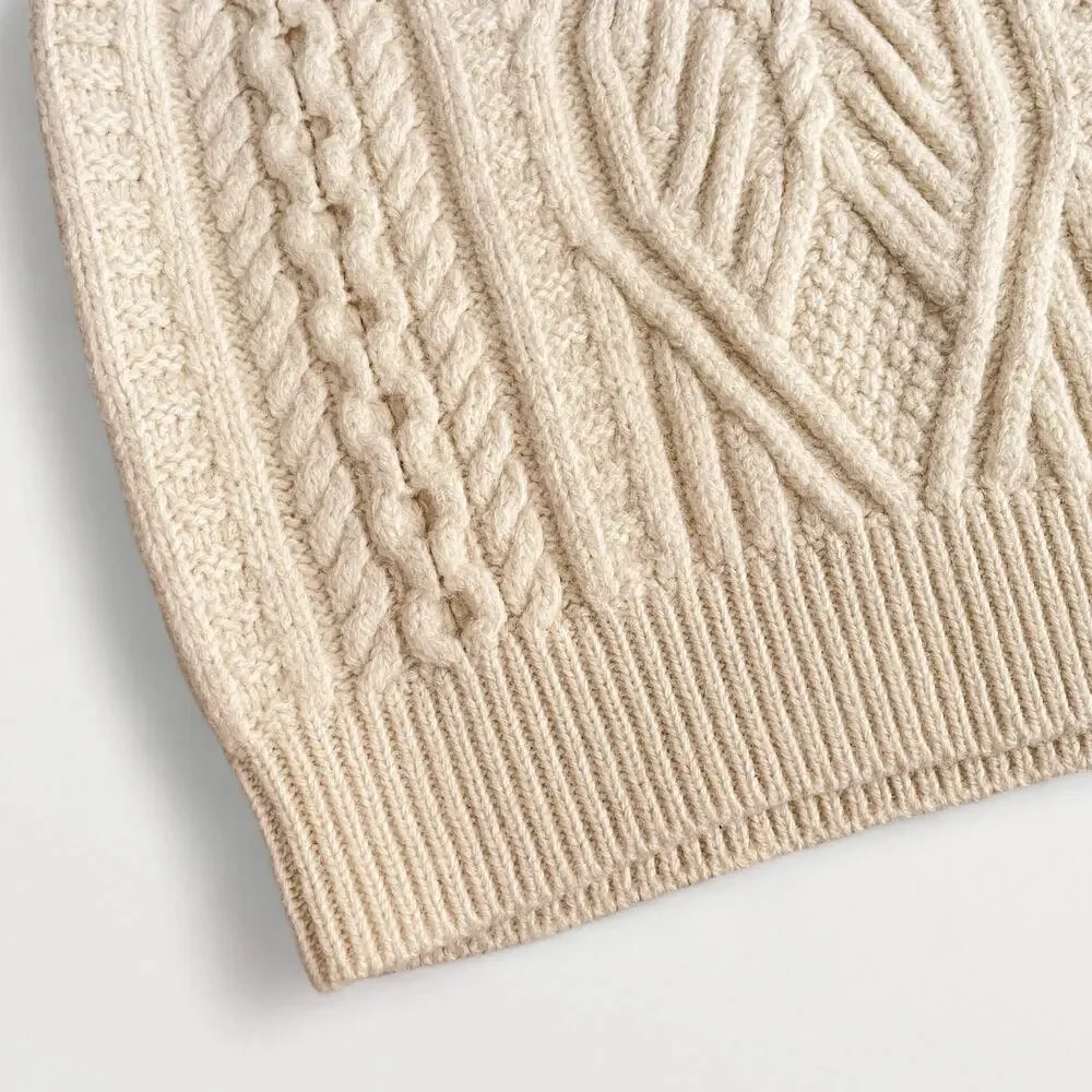 Vtg 100% Aran Wool Heritage Sweater Vest Fisherman Cable Knit Made In Ireland - Picture 5 of 8